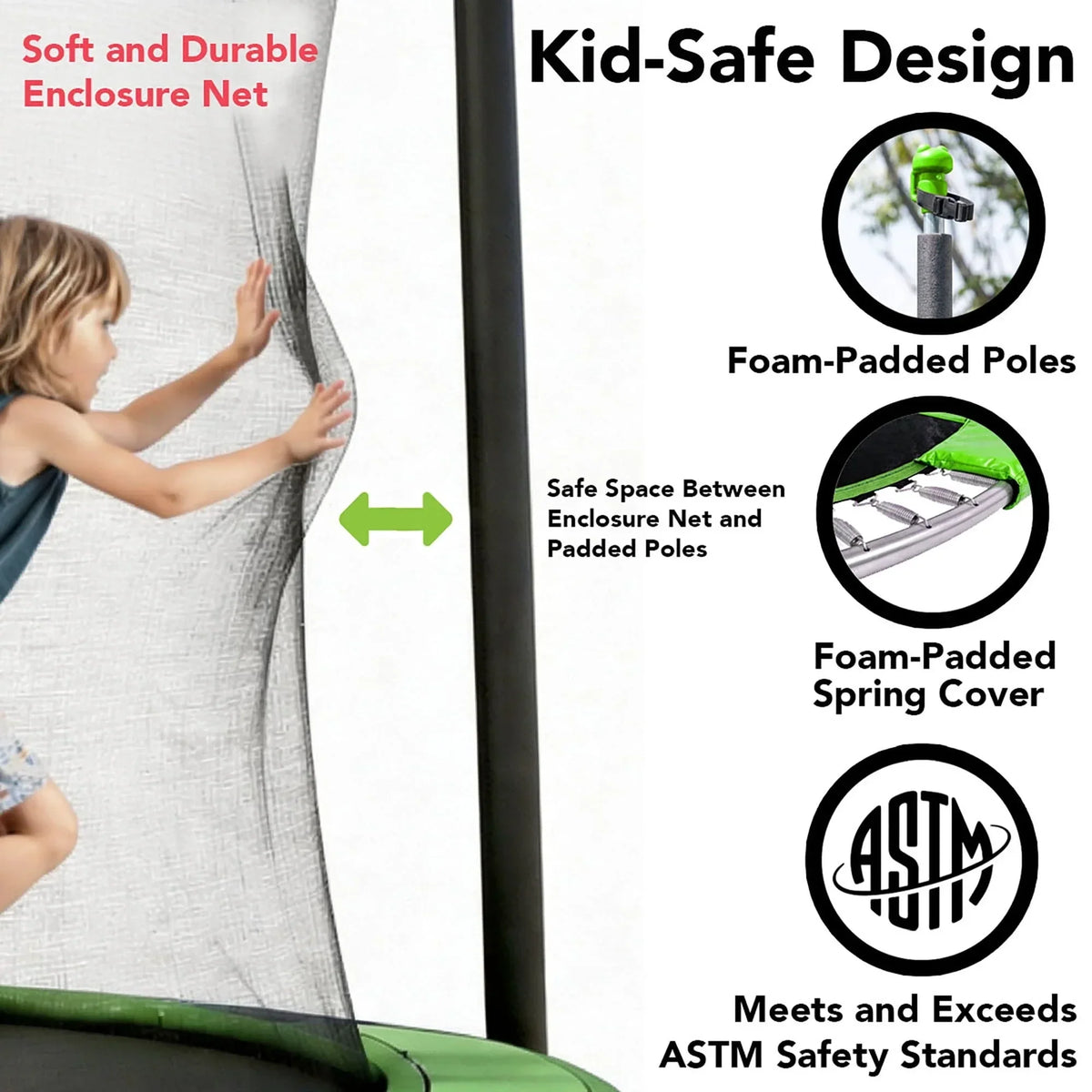 Sportspower BouncePro 14 ft Trampoline Meets ASTM Safety Standards, Heavy-Duty Rust-Resistant Steel Frame, UV-Resistant Jump Mat & Safety Net