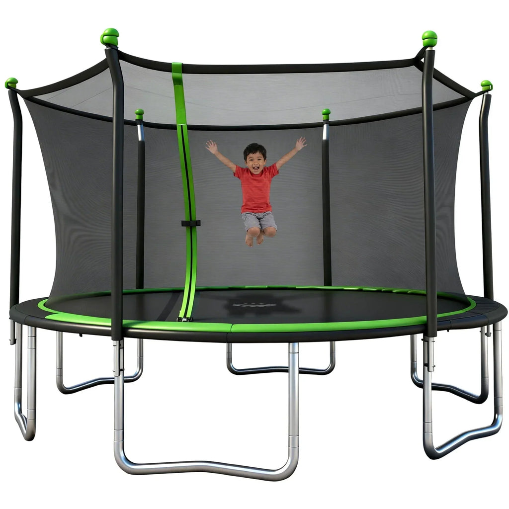 Sportspower BouncePro 14 ft Trampoline Meets ASTM Safety Standards, Heavy-Duty Rust-Resistant Steel Frame, UV-Resistant Jump Mat & Safety Net