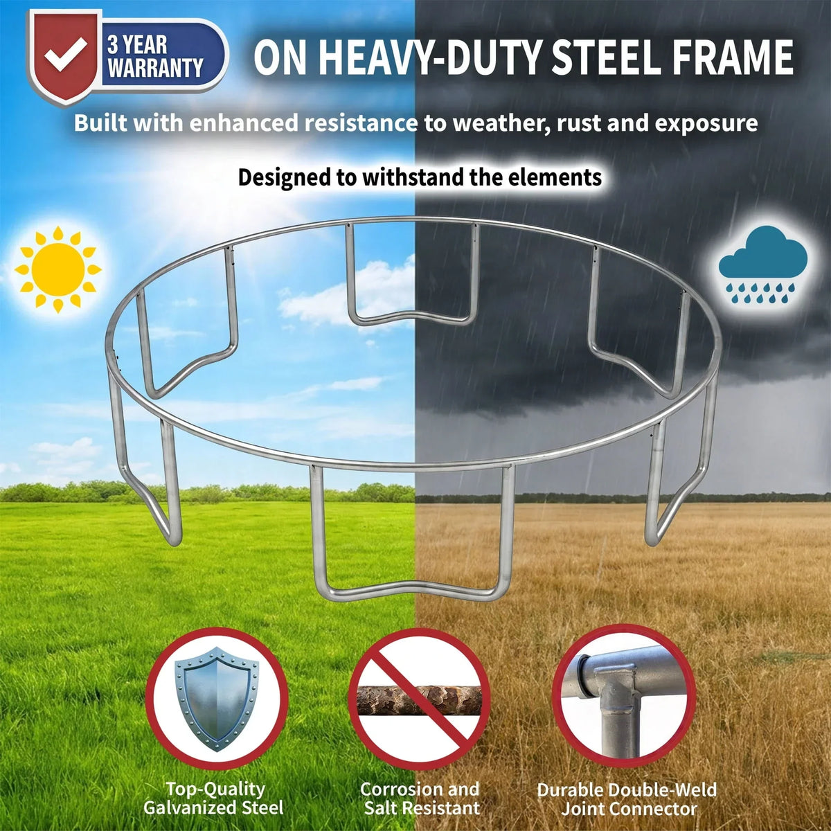 Sportspower BouncePro 14 ft Trampoline Meets ASTM Safety Standards, Heavy-Duty Rust-Resistant Steel Frame, UV-Resistant Jump Mat & Safety Net