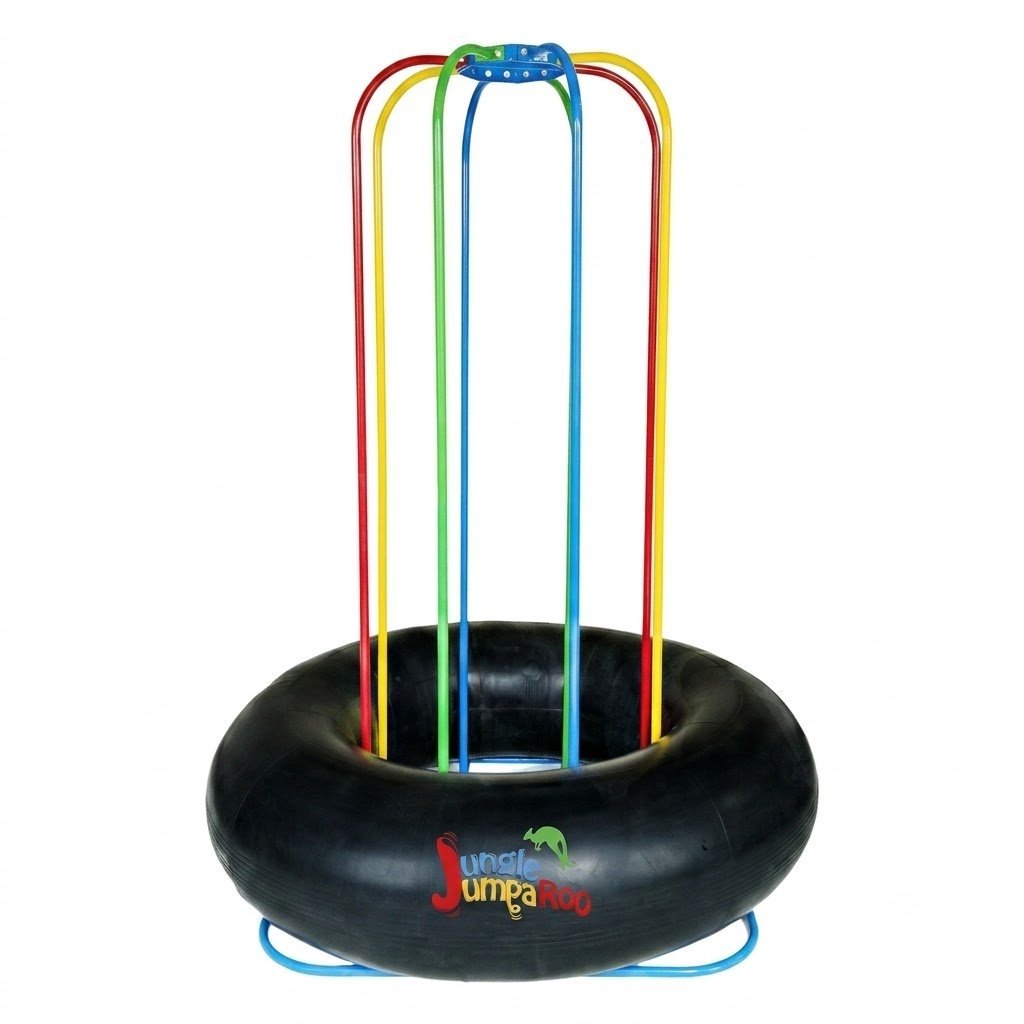 Jungle JumpaRoo - Trampoline/Bounce House-Like Play Set - Indoor/Outdoor Jungle Gym with Welded Swing bar - Large