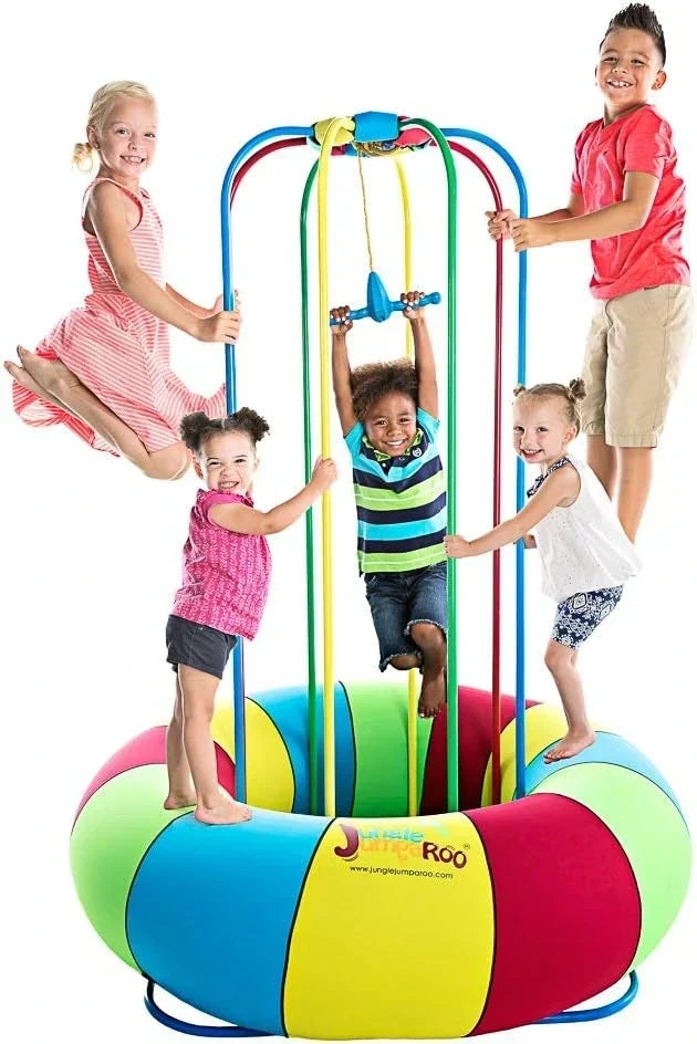 Jungle JumpaRoo - Trampoline/Bounce House-Like Play Set - Indoor/Outdoor Jungle Gym with Welded Swing bar - Large