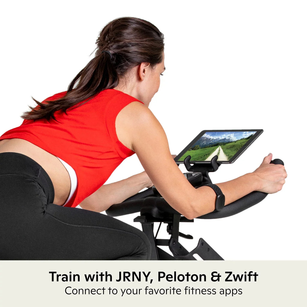 Schwinn IC4 Indoor Cycling Bike with 100 Resistance Levels, Bluetooth Heart Rate Armband, Dual-Sided SPD Pedals, Compatible with Peloton App, Zwift