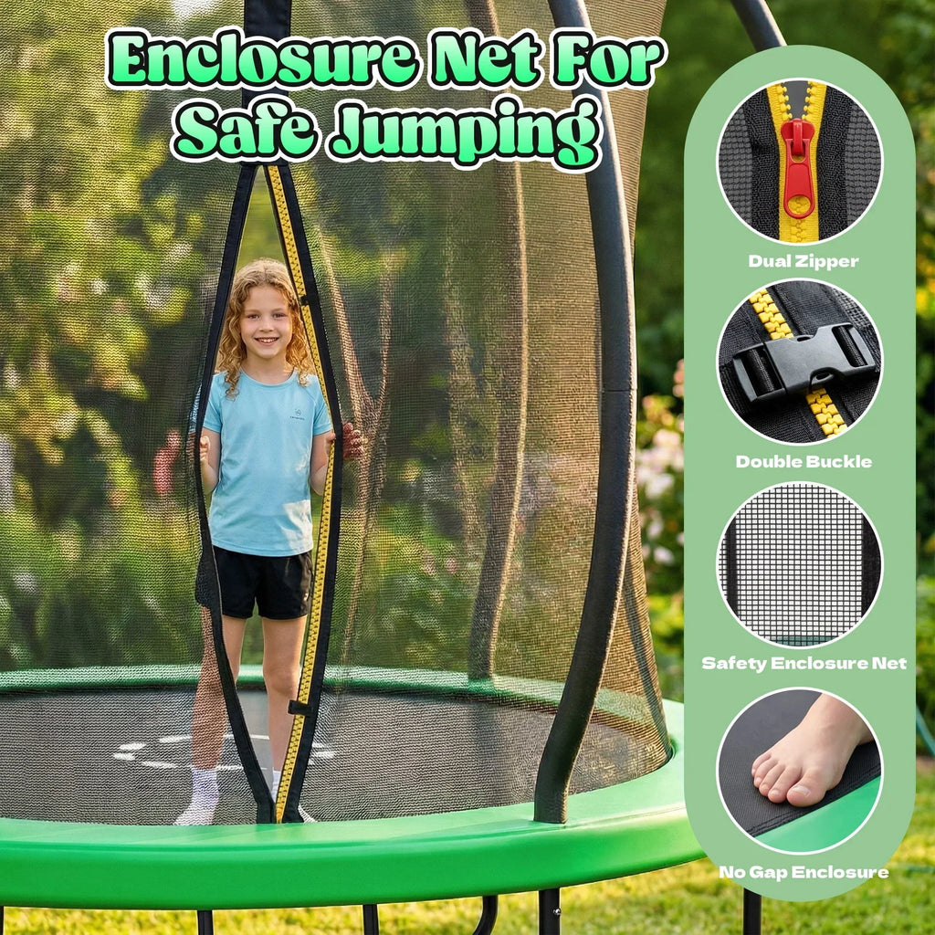 Outdoor Trampoline,Fashionsport Outfitters 8FT/12FT/14FT/16FT Round Jumping Trampoline with Ladder,Sprinkler,Basketball Hoop Board,Recreational