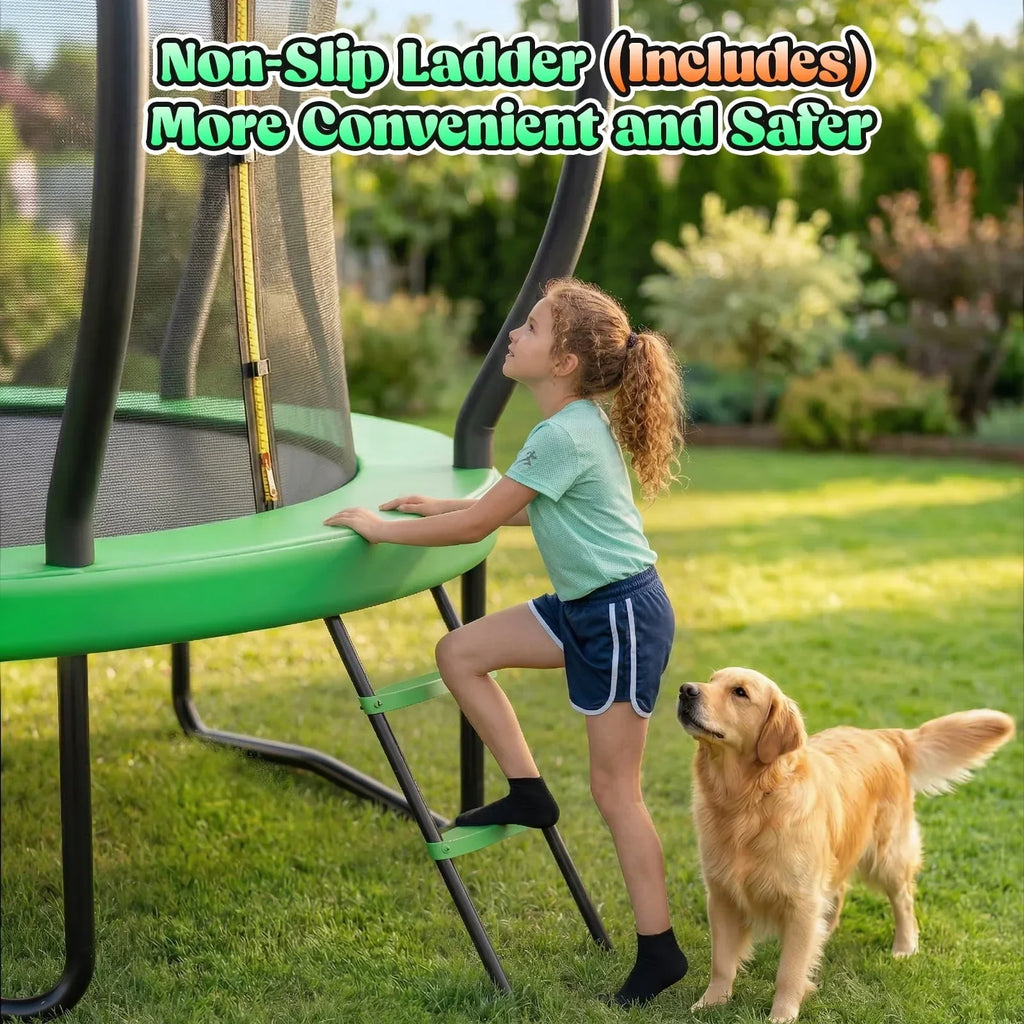 Outdoor Trampoline,Fashionsport Outfitters 8FT/12FT/14FT/16FT Round Jumping Trampoline with Ladder,Sprinkler,Basketball Hoop Board,Recreational