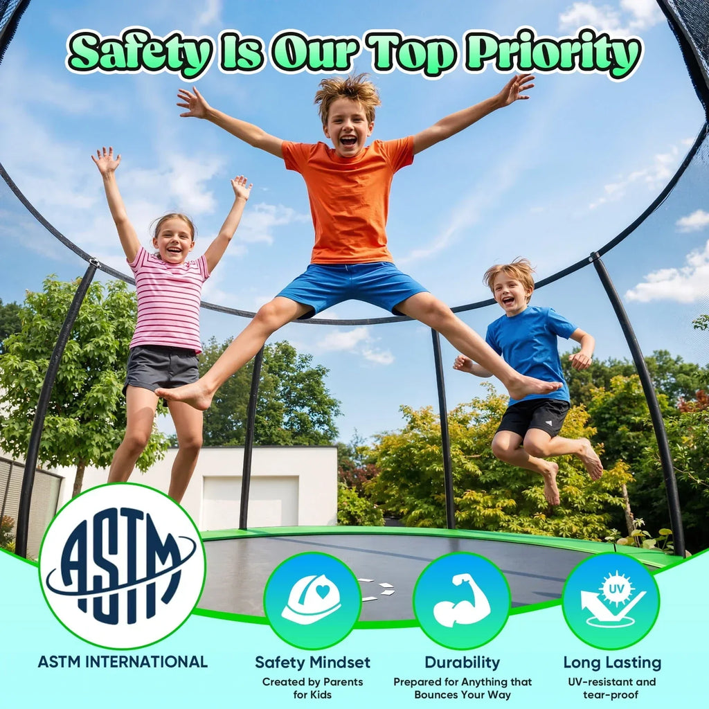 Outdoor Trampoline,Fashionsport Outfitters 8FT/12FT/14FT/16FT Round Jumping Trampoline with Ladder,Sprinkler,Basketball Hoop Board,Recreational