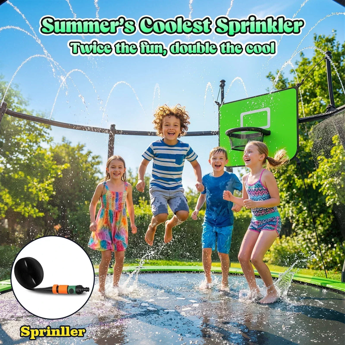 Outdoor Trampoline,Fashionsport Outfitters 8FT/12FT/14FT/16FT Round Jumping Trampoline with Ladder,Sprinkler,Basketball Hoop Board,Recreational