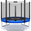 SereneLife 8FT 10FT 12FT 14FT Outdoor Trampoline for Kids - Recreational Backyard Trampoline with Curved Safety Poles and Net Enclosure- ASTM