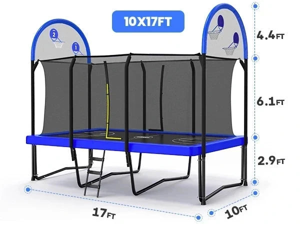 Zupapa 1800LBS/2500LBS Rectangular Trampoline - Play Equipment