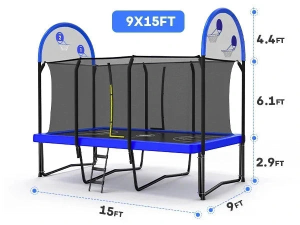 Zupapa 1800LBS/2500LBS Rectangular Trampoline - Play Equipment