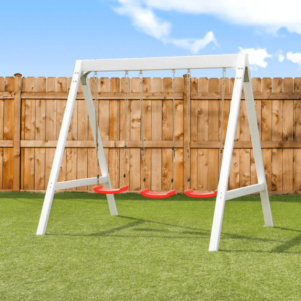 Sports power Vinyl-Covered Wood Swing Set - Classic & Durable for Outdoor Fun