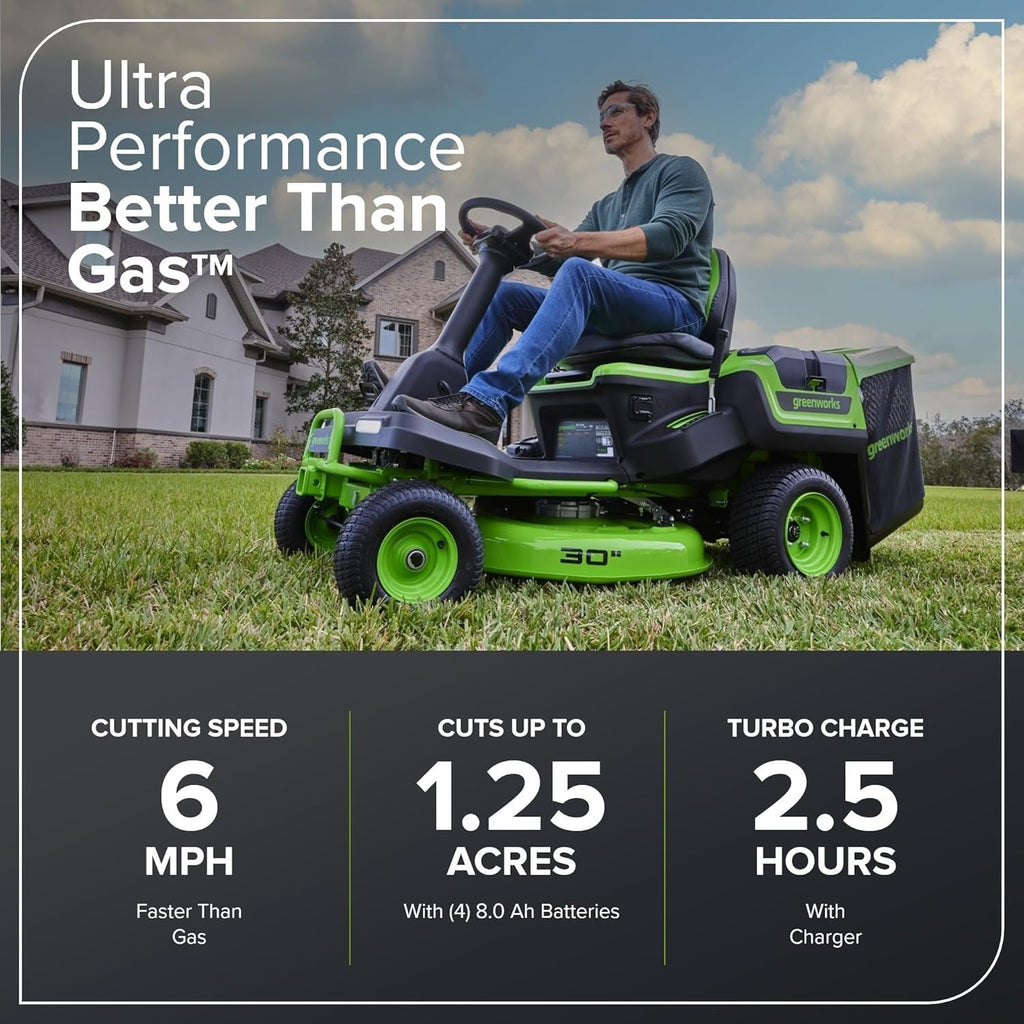 Greenworks 60V 30" CrossoverT Riding Lawn Tractor with 8.0 Ah