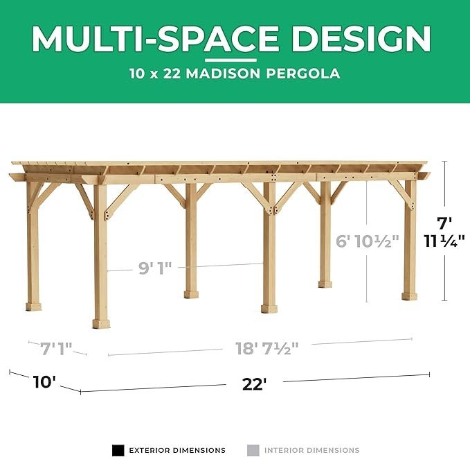 Yardistry 10 x 22 Meridian Pergola - Gazebo