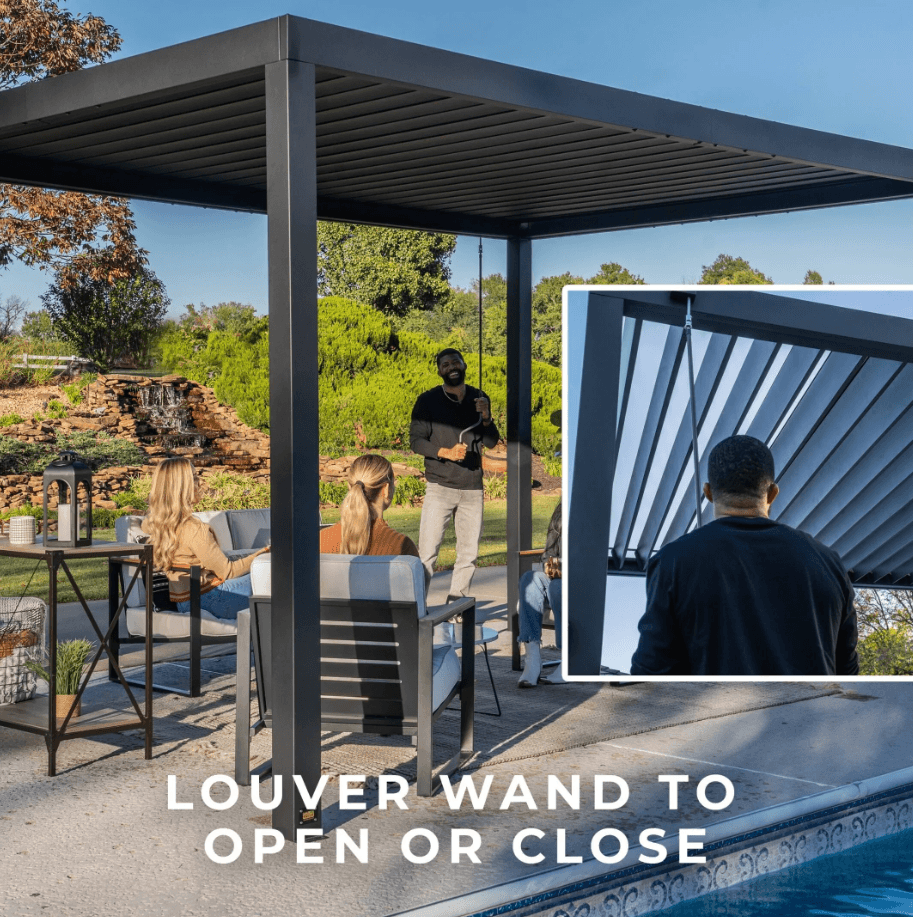 Backyard Discovery Sarasota 16 ft x 10 ft Galvanized Steel Louvered Pergola