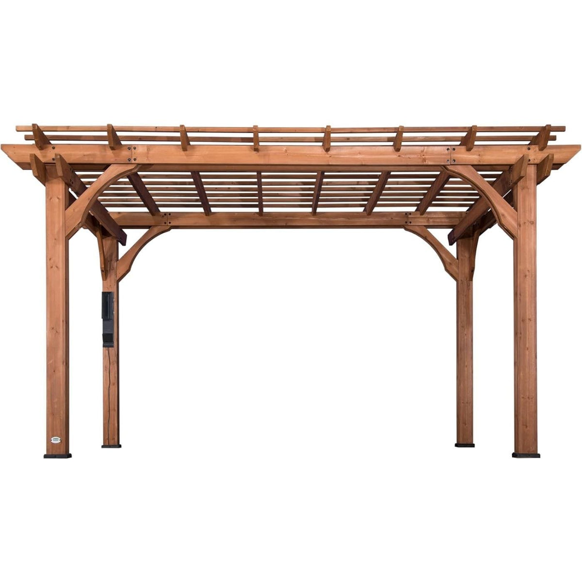 Backyard Discovery 14 ft x 10 ft Somerville Pergola W/ Electric - Dark Walnut DIY