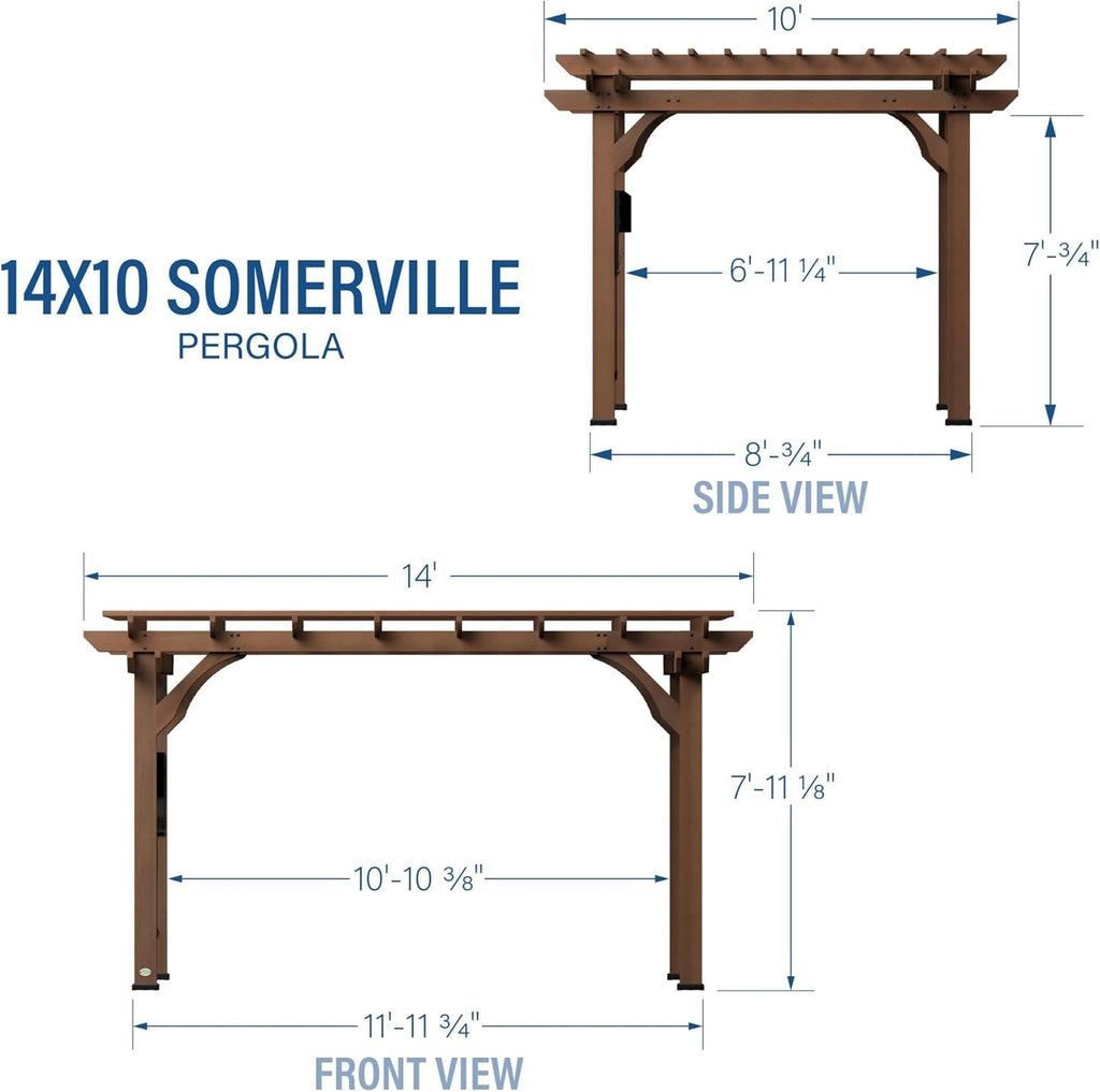 Backyard Discovery 14 ft x 10 ft Somerville Pergola W/ Electric - Dark Walnut DIY