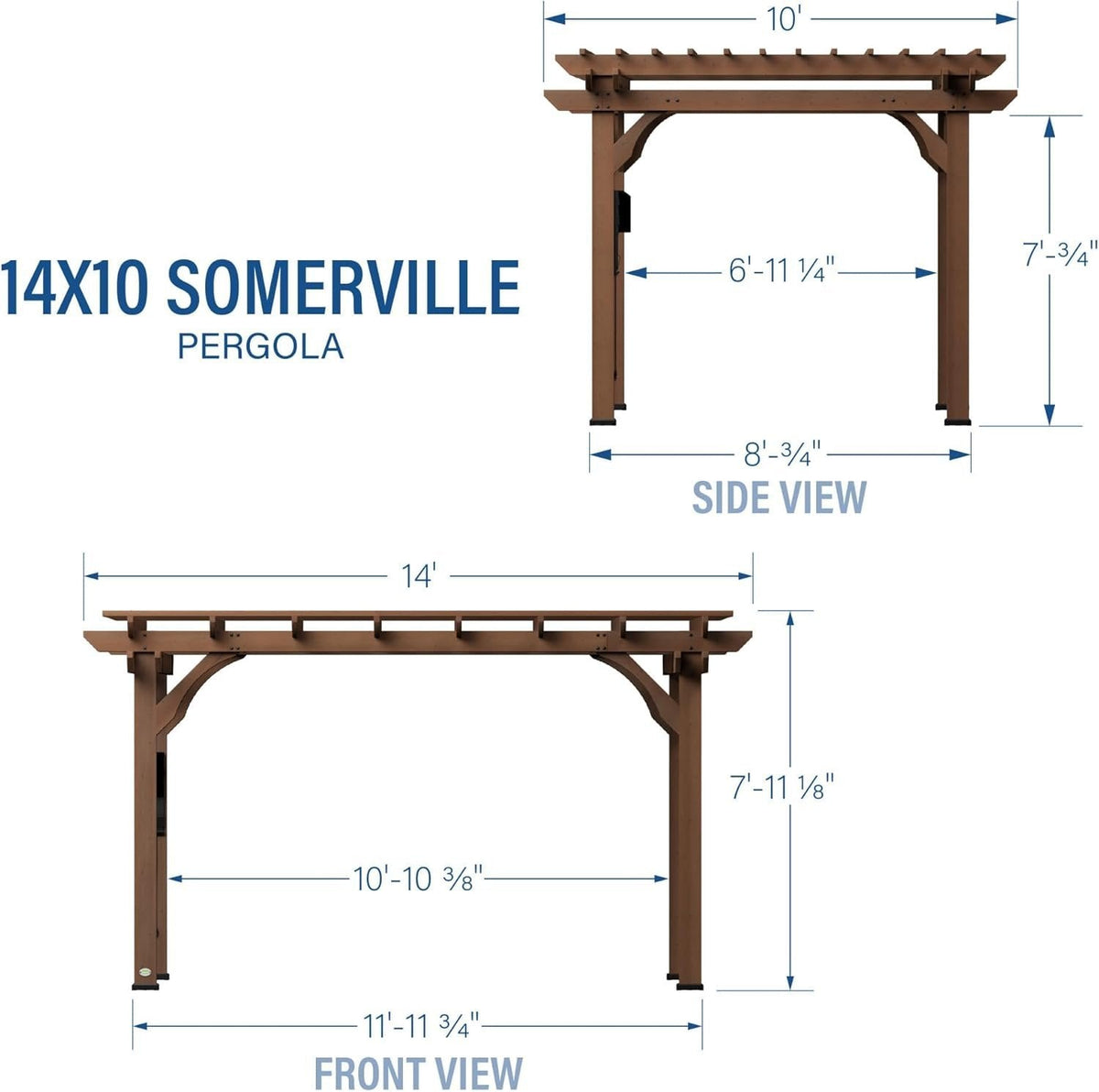 Backyard Discovery 14 ft x 10 ft Somerville Pergola W/ Electric - Dark Walnut DIY