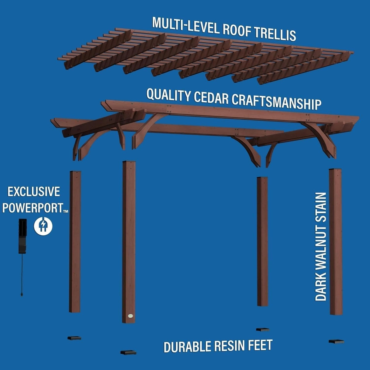 Backyard Discovery 14 ft x 10 ft Somerville Pergola W/ Electric - Dark Walnut DIY