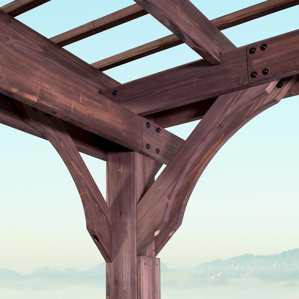 Backyard Discovery 14 ft x 10 ft Somerville Pergola W/ Electric - Dark Walnut DIY