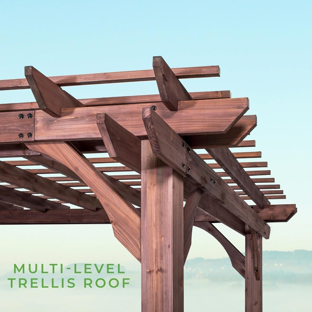Backyard Discovery 14 ft x 10 ft Somerville Pergola W/ Electric - Dark Walnut DIY