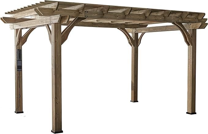 Backyard Discovery 14 ft x 10 ft Somerville Pergola W/ Electric - Dark Walnut DIY