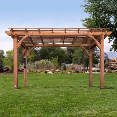 10 Ft. X 14 Ft. Traditional All Cedar Wood Outdoor Patio Pergola Shade Structure