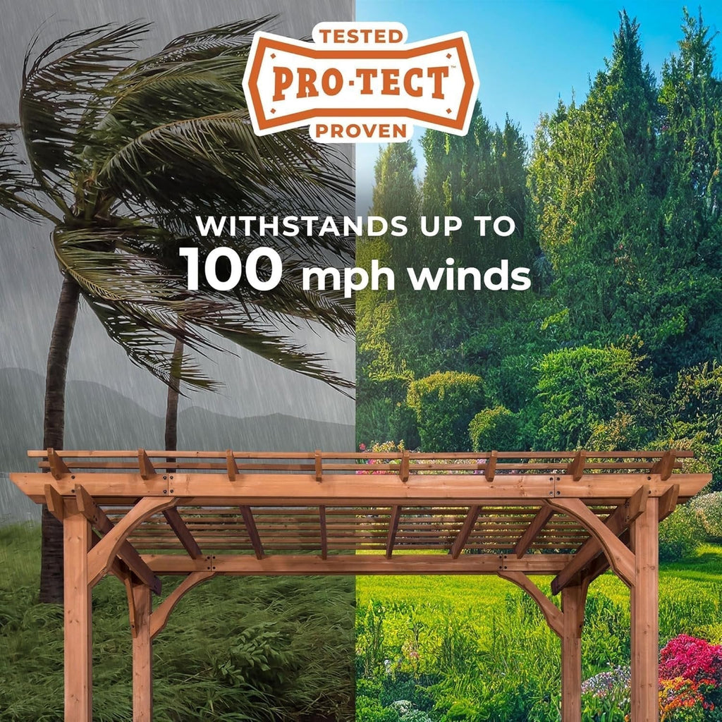 10 Ft. X 14 Ft. Traditional All Cedar Wood Outdoor Patio Pergola Shade Structure