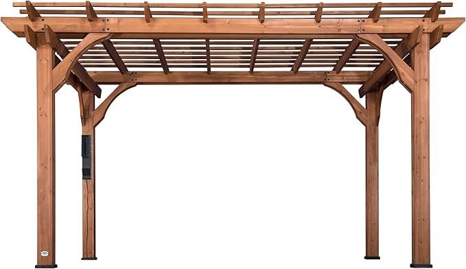 10 Ft. X 14 Ft. Traditional All Cedar Wood Outdoor Patio Pergola Shade Structure