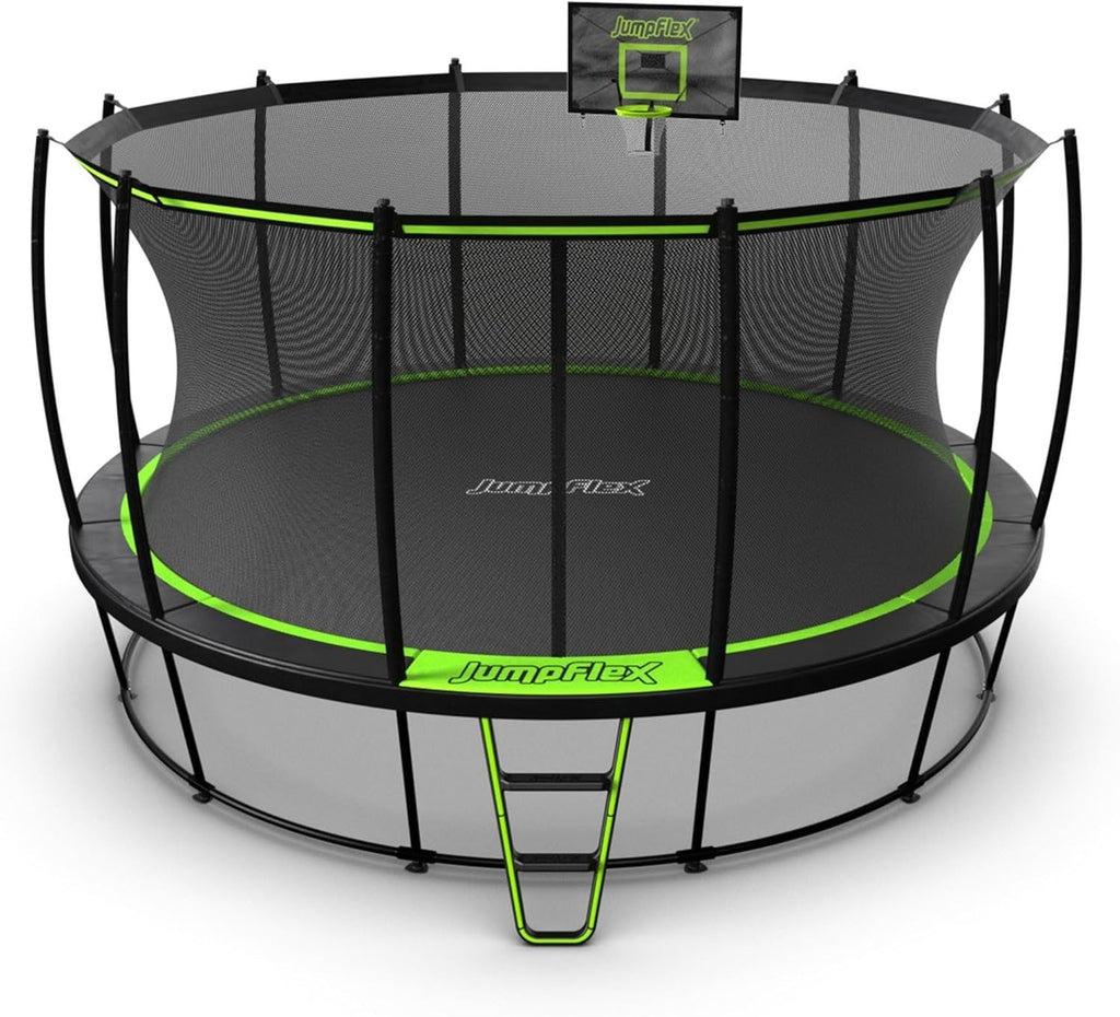 JumpFlex Hero 15 Backyard Outdoor Trampoline for Kids with Net & Ladder