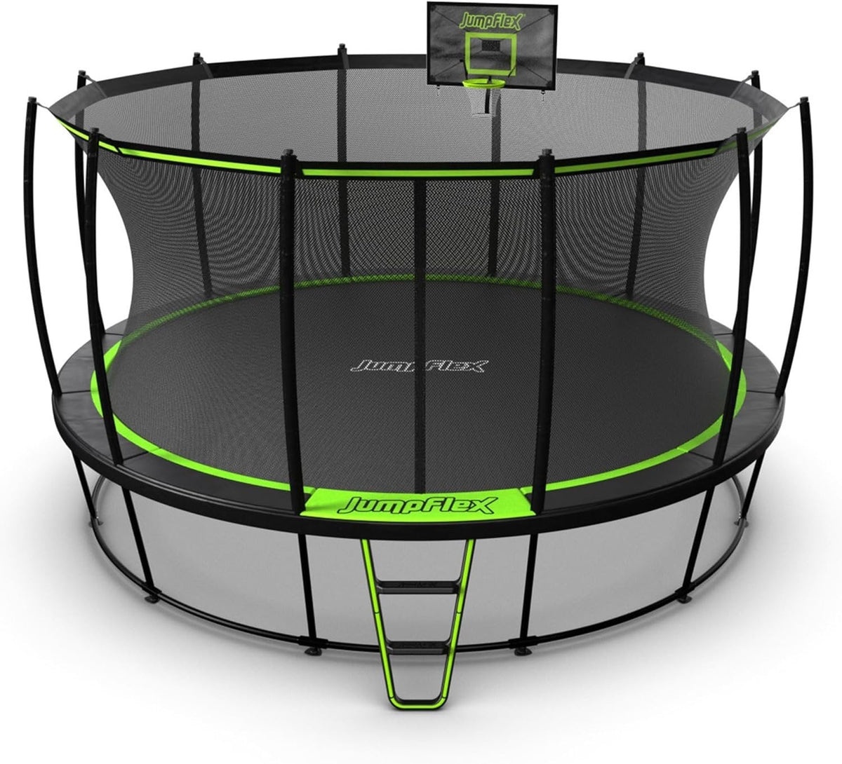 JumpFlex Hero 15 Backyard Outdoor Trampoline for Kids with Net & Ladder