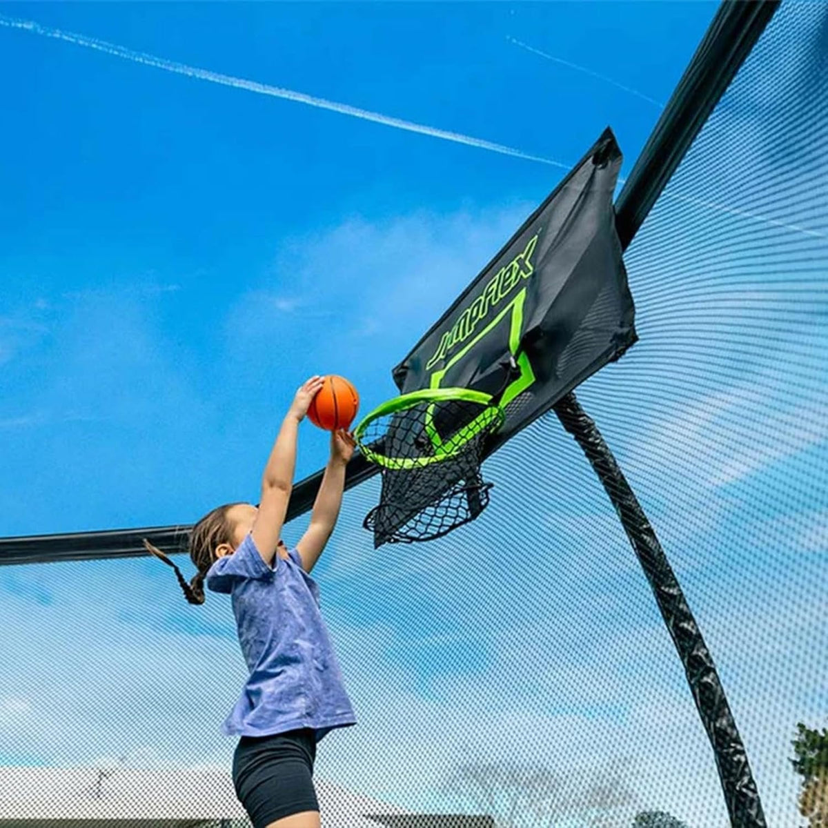JumpFlex Hero 15 Backyard Outdoor Trampoline for Kids with Net & Ladder