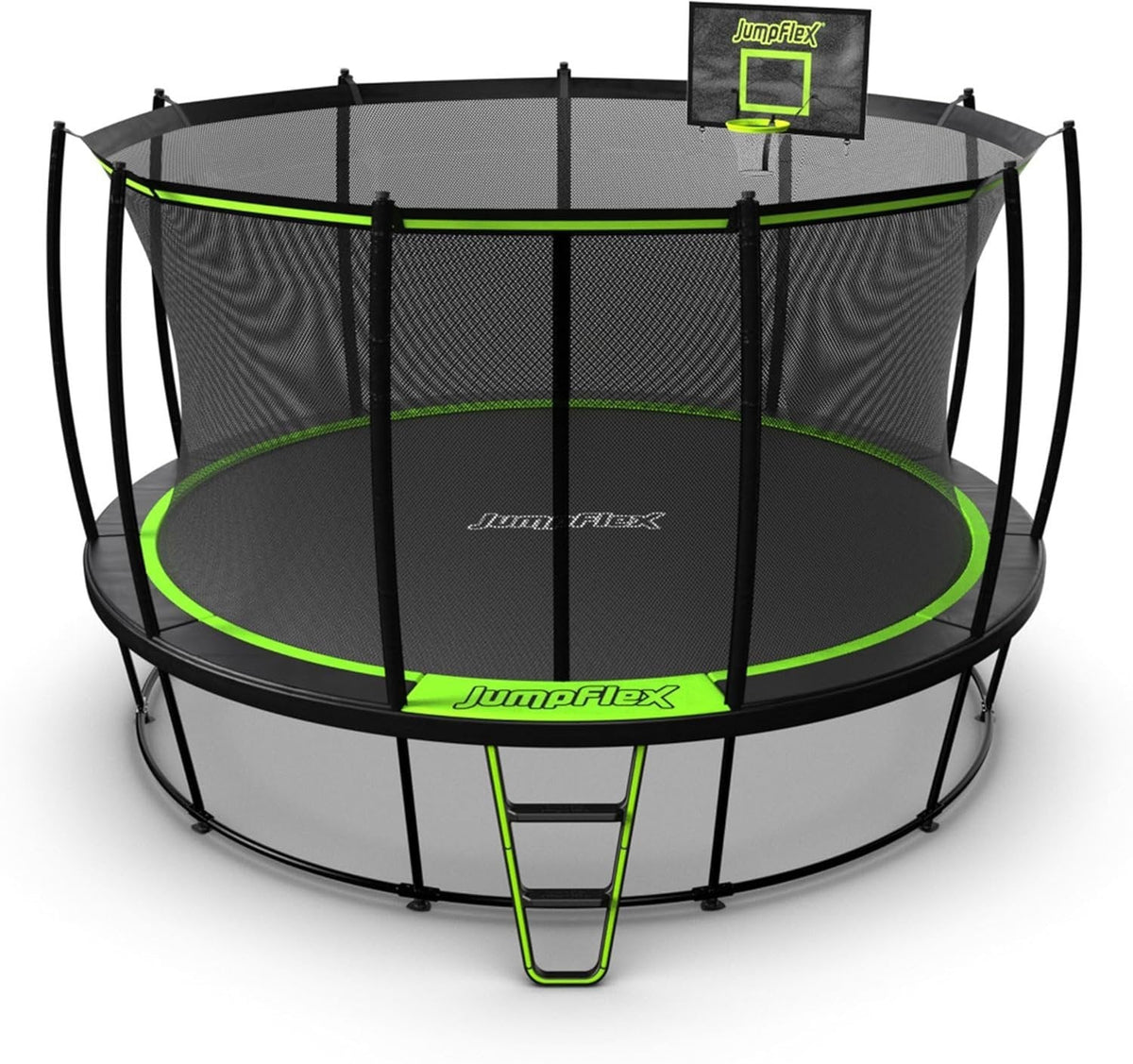JumpFlex Hero 14 Backyard Outdoor Trampoline for Kids with Net & Ladder