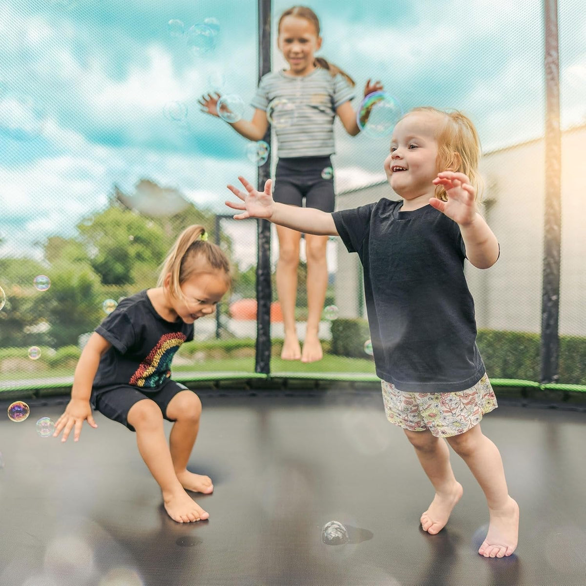 JumpFlex Hero 14 Backyard Outdoor Trampoline for Kids with Net & Ladder