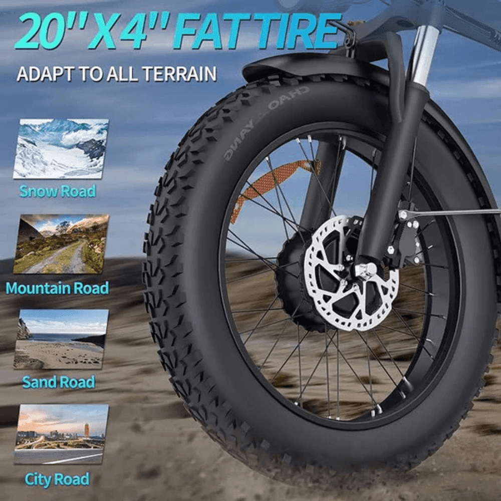 Folding Ebikes for Adults Ridstar 750W Motor 48V 14AH Removable Battery 20 X 4.0 Fat Tire Shimano 7-Speed 19.8MPH Electric Bike