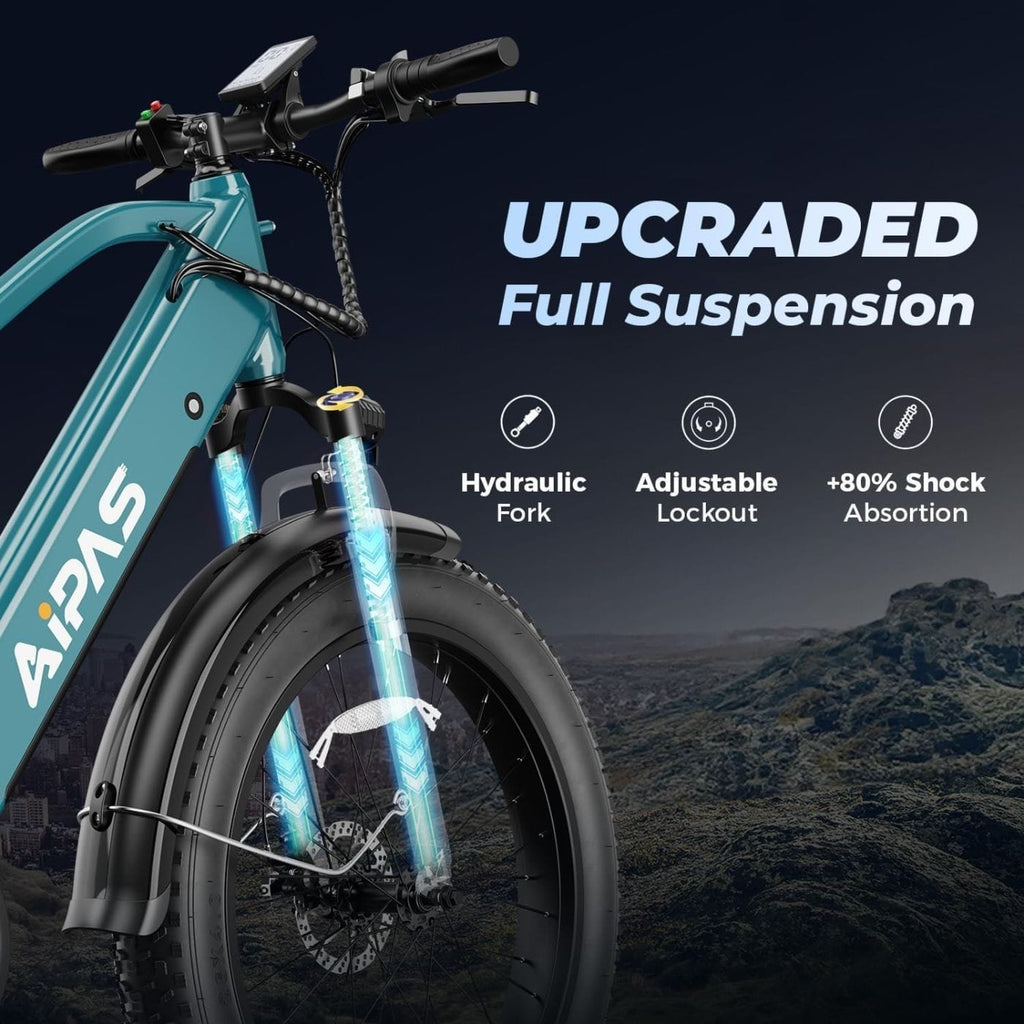 Leonx Aipas M2 Electric Mountain Bike - 1500W, 30MPH, 26 in Fat Tires