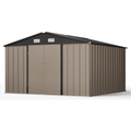 Veikous 10 ft. W x 10 ft. D Outdoor Metal Storage Shed in Gray (100 sq. ft.)