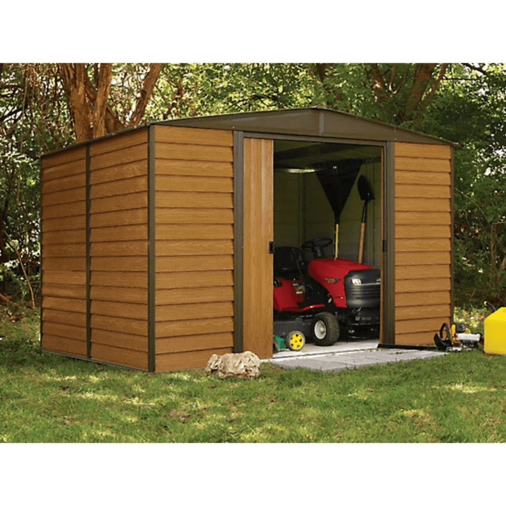 Arrow 10 ft. x 8 ft. Woodridge Shed - Durable Metal Storage with Woodgrain Finish