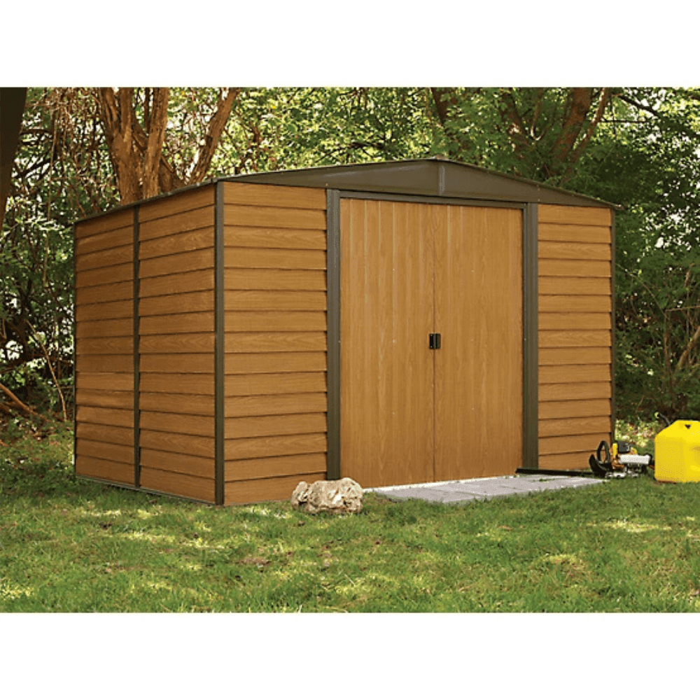Arrow 10 ft. x 8 ft. Woodridge Shed - Durable Metal Storage with Woodgrain Finish