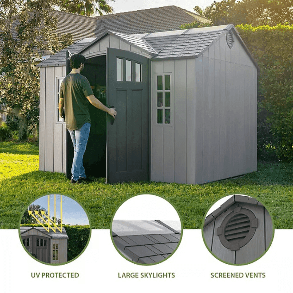 Lifetime 10 ft x 8 ft Outdoor Storage Shed, Gray