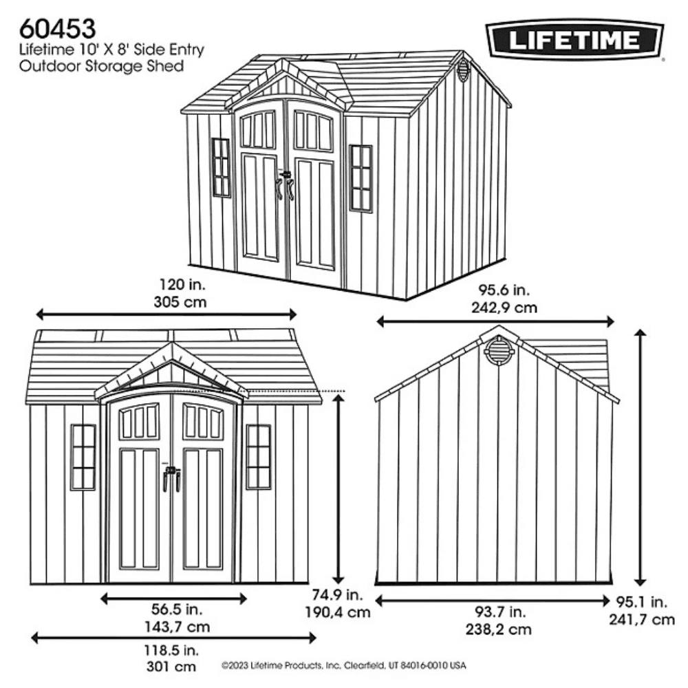 Lifetime 10 ft x 8 ft Outdoor Storage Shed, Gray