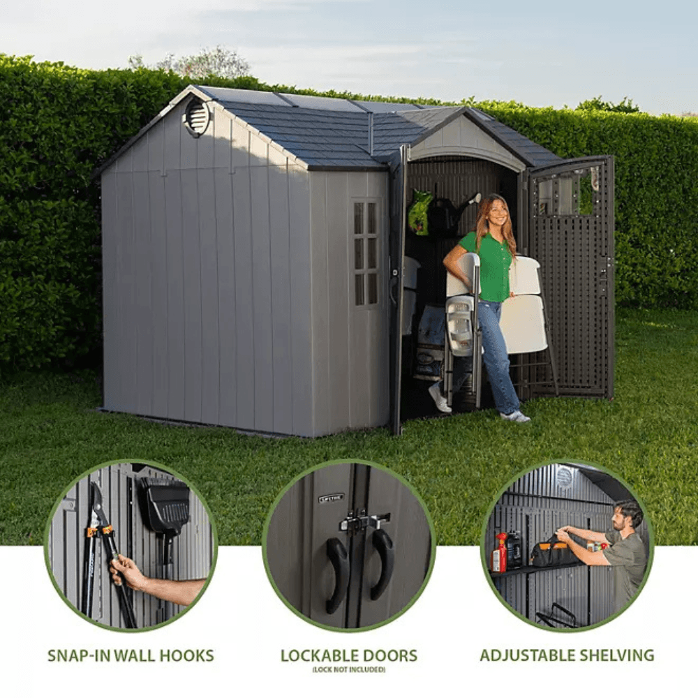 Lifetime 10 ft x 8 ft Outdoor Storage Shed, Gray