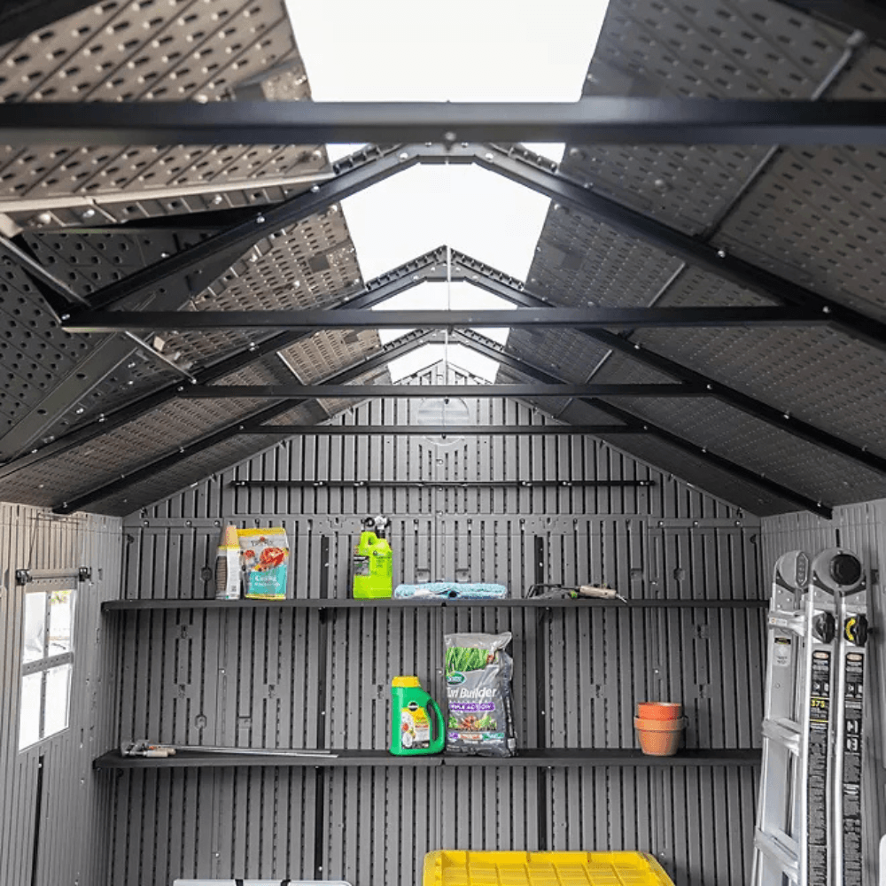 Lifetime 15 ft x 8 ft Dual Entry Outdoor Storage Shed, Gray