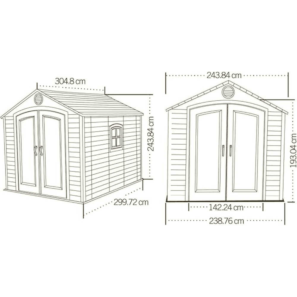 Lifetime 8 ft x 10 ft Outdoor Plastic Shed W/ Floor and Windows (60238)