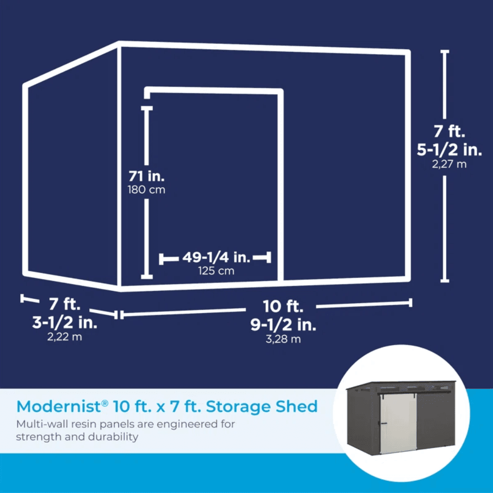Modernist 10 ft. x 7 ft. Barn Door Storage Shed Suncast