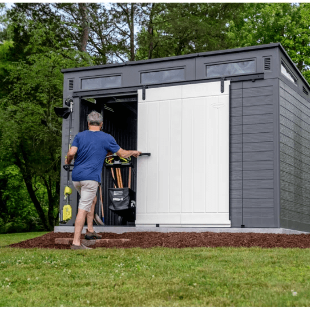 Modernist 10 ft. x 7 ft. Barn Door Storage Shed Suncast