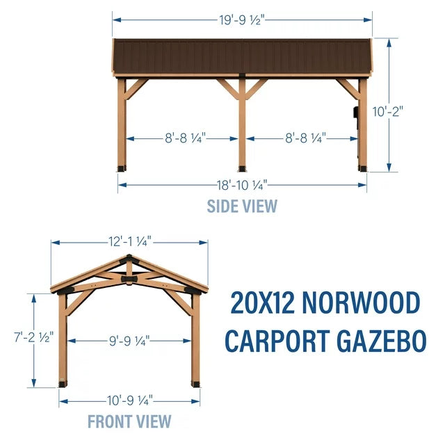 Backyard Discovery 20 ft x 12 ft Norwood Carport Gazebo