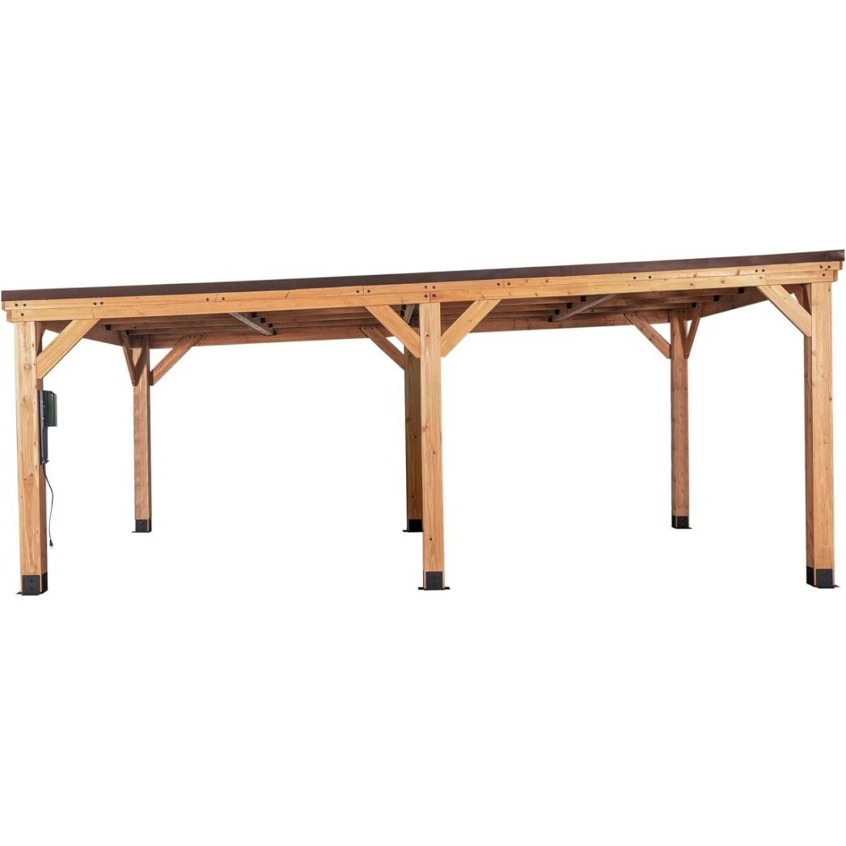 Backyard Discovery Kingsport 20 ft x 20 ft Cedar Wood Carport with Steel Roof