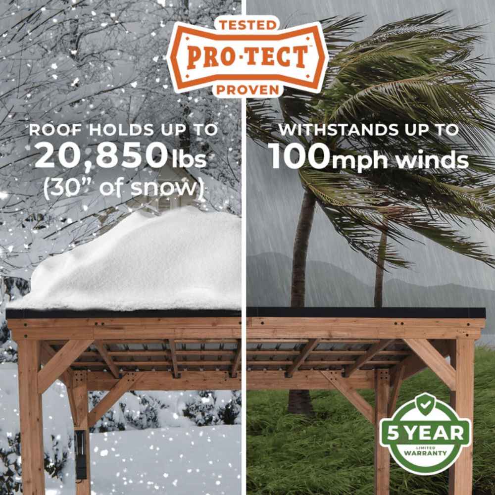 Backyard Discovery Kingsport 20 ft x 20 ft Cedar Wood Carport with Steel Roof