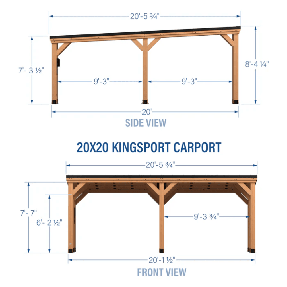 Backyard Discovery Kingsport 20 ft x 20 ft Cedar Wood Carport with Steel Roof