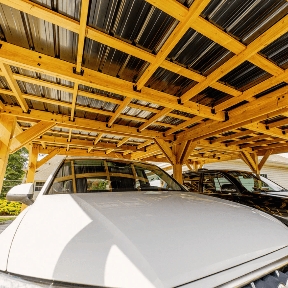 Backyard Discovery Kingsport 20 ft x 20 ft Cedar Wood Carport with Steel Roof