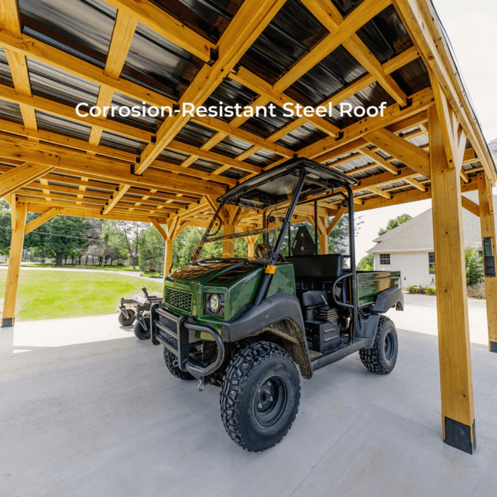 Backyard Discovery Kingsport 20 ft x 20 ft Cedar Wood Carport with Steel Roof